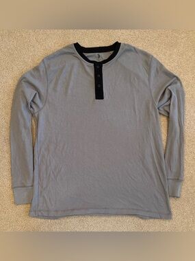 U.S. Polo Assn. Men's Gray Long Sleeve Henley Sleepwear Top XL Cotton Blend